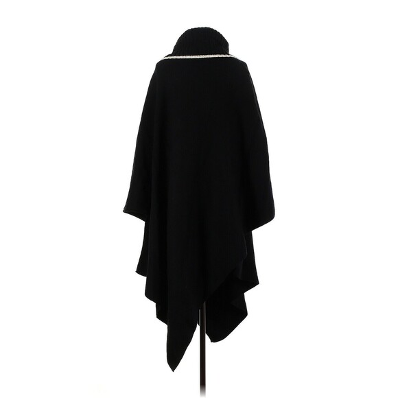 ZARA Black Oversized Knit Cape Turtle Neck Long Cape - S - Picture 2 of 2